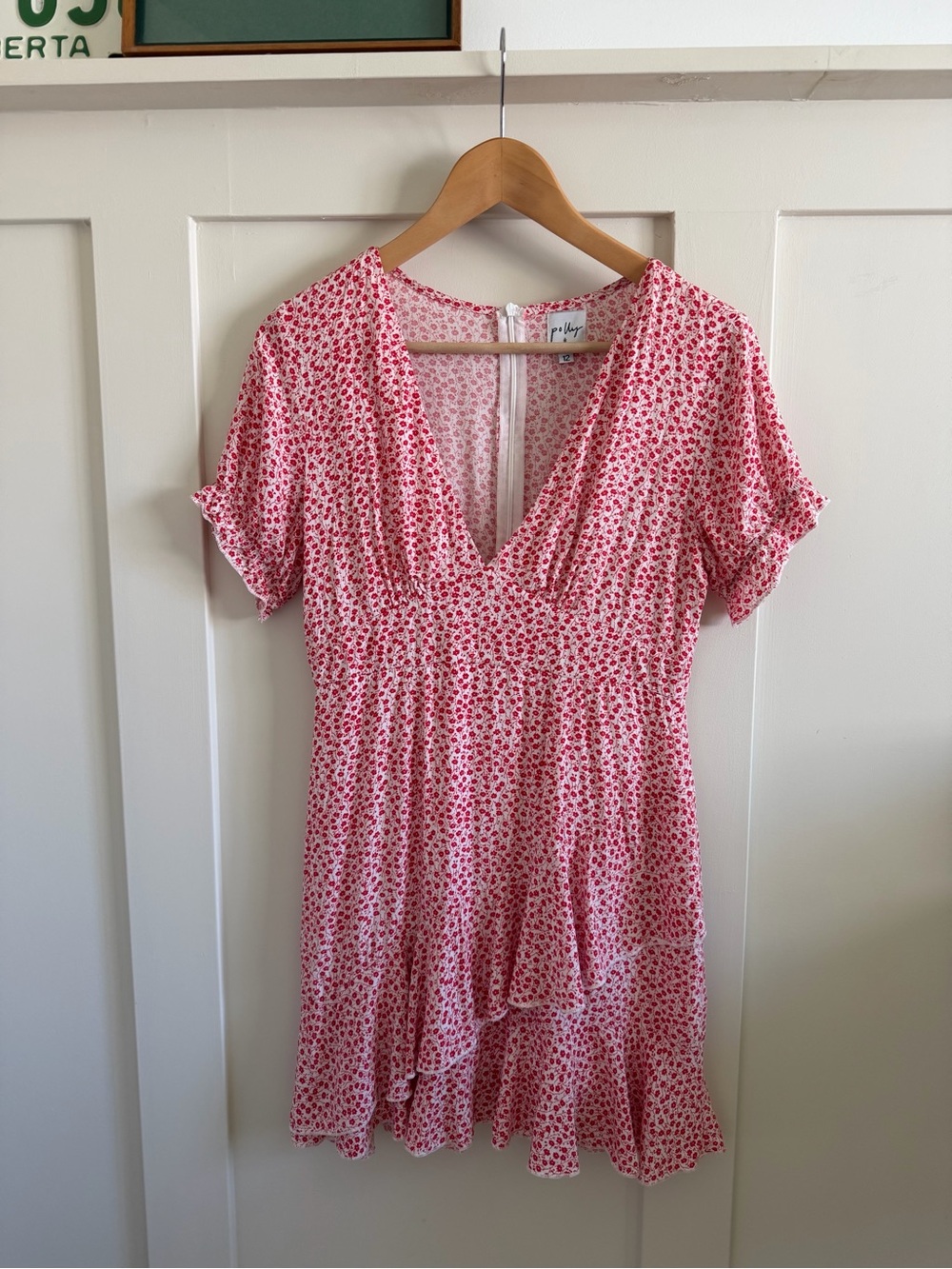 Floral Mini Dress V-Neck Empire Waist Ruffle Hem Sundress - XS Fit - Picture 8 of 11